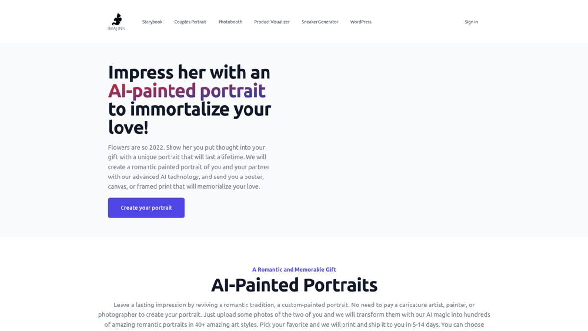 AI Couple Portrait Canvas by Imajinn AI