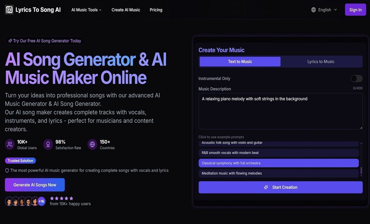 Lyrics To Song AI