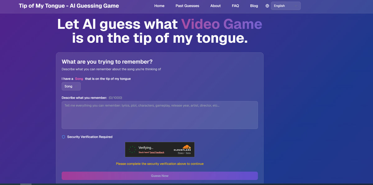 Tip of my Tongue - AI Guesser