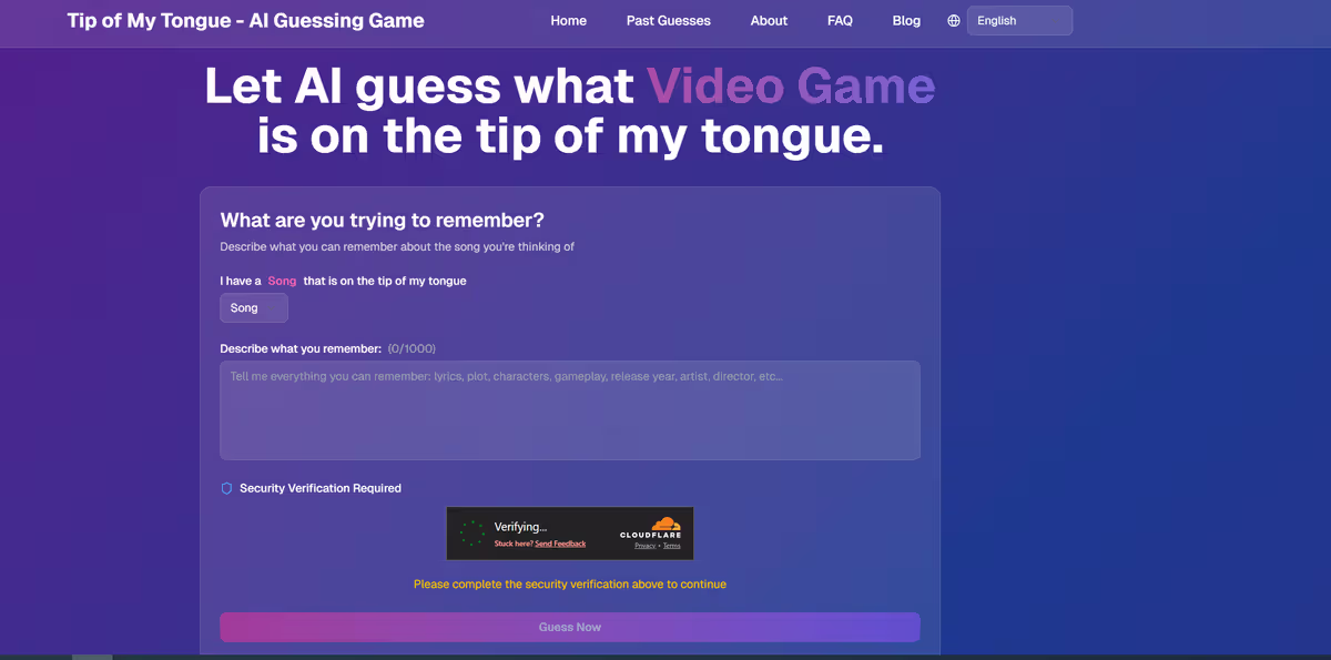 Tip of my Tongue - AI Guesser